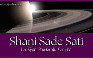 Imagen con los símbolos de Saturno y la Luna representando el tránsito Shani Sade Sati en astrología védica