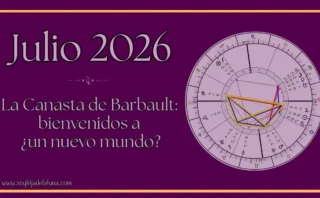 Carta astral del 19 de julio de 2026 mostrando la configuración de la Canasta de Barbault con los cinco planetas lentos en aspectos armónicos