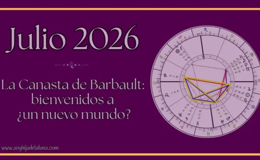Carta astral del 19 de julio de 2026 mostrando la configuración de la Canasta de Barbault con los cinco planetas lentos en aspectos armónicos